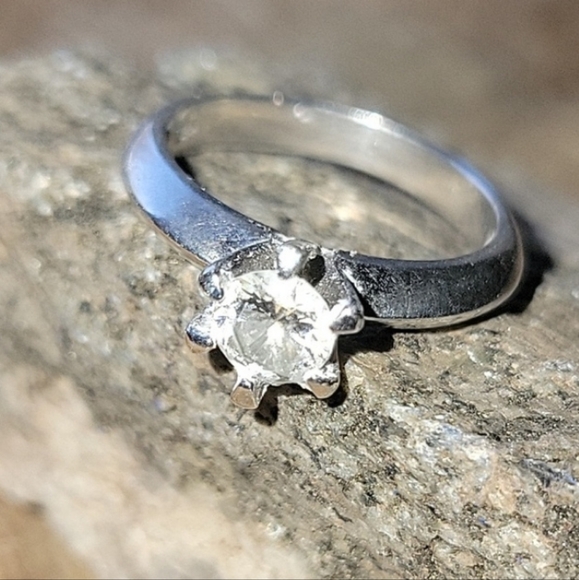 925 Sterling Silver Jewelry - Genuine Sterling Silver .925 Engagement Ring Size 6
